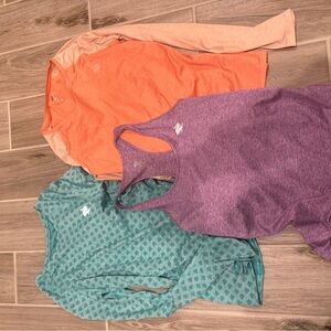 Orange, Purple, and Teal Athletic Tops